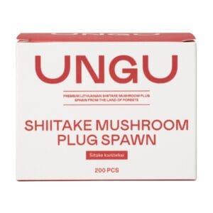 Box of UNGU Shiitake Plug Spawn, containing 200 pieces for log cultivation.