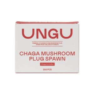 200-piece bag of UNGU Chaga Plug Spawn for outdoor mushroom cultivation.